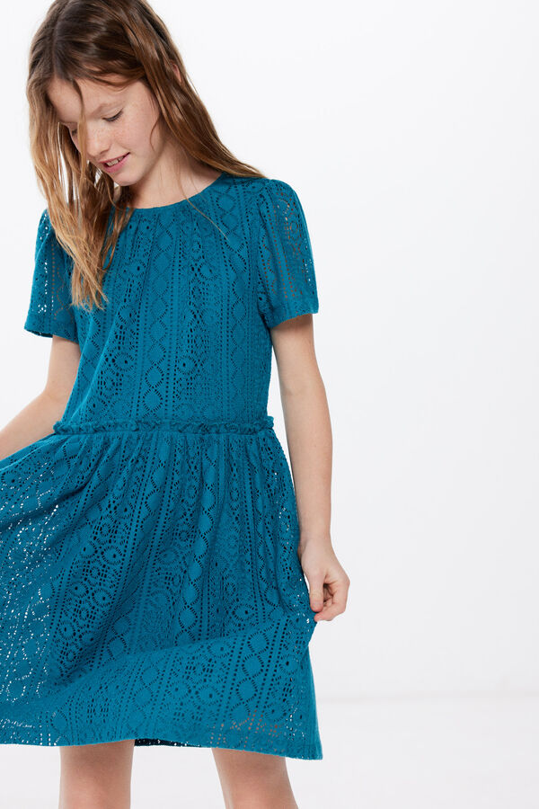 Springfield Girls' crochet dress turquoise
