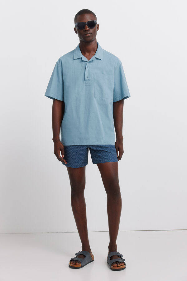 Springfield Maillot de bain imprim&eacute; mosa&iuml;que poche zipp&eacute;e bleu