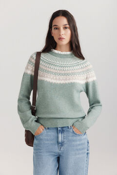 Springfield Jacquard shirt collar jumper