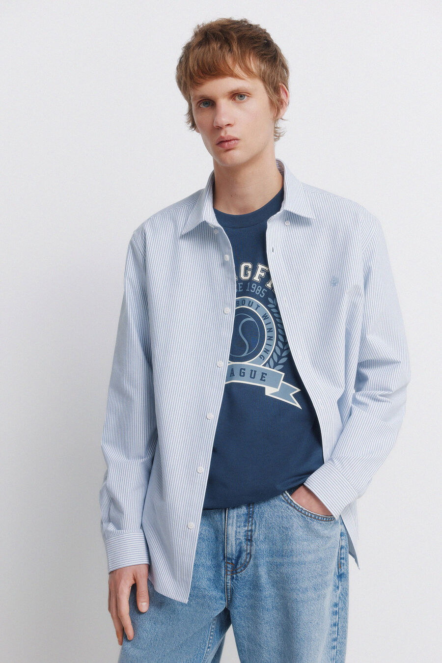 Camisa oxford rayas wrinkle free