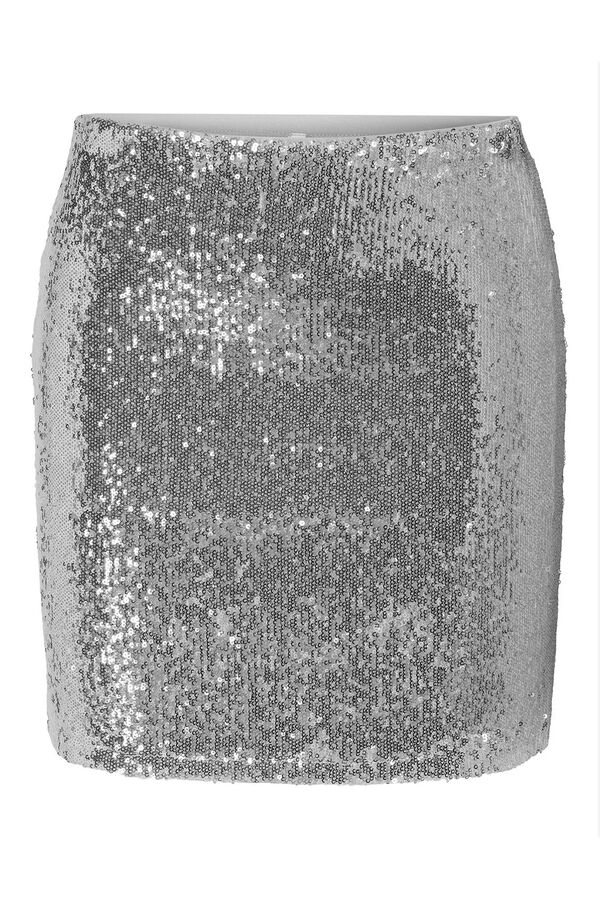 Only Short sequinned skirt grey