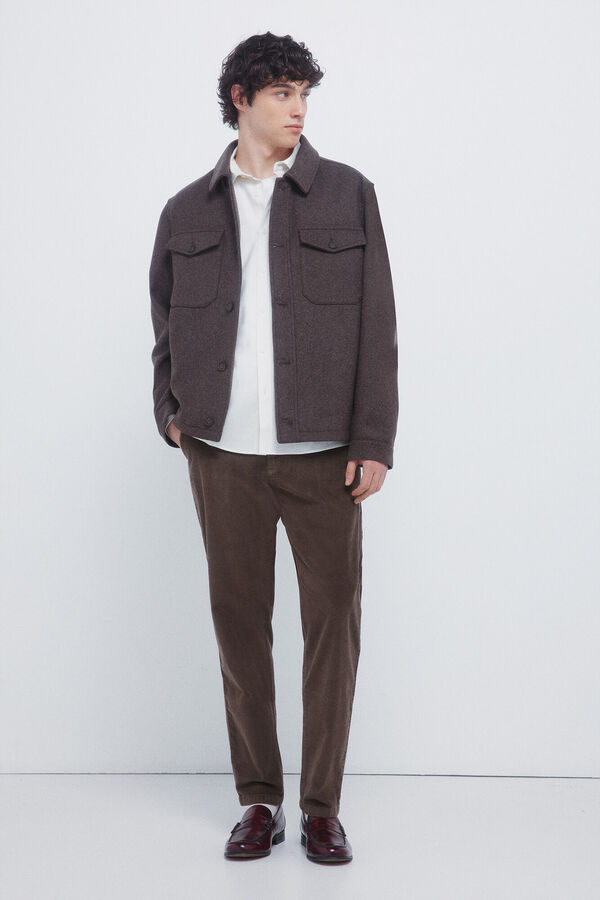 Springfield Pantalón chino pana lavada comfort slim fit estampado