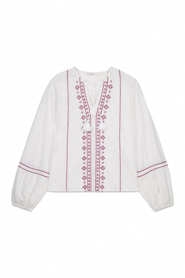 Springfield Long sleeve border print blouse printed