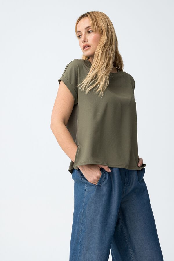Tiffosi Blusa relaxed manga corta kaki