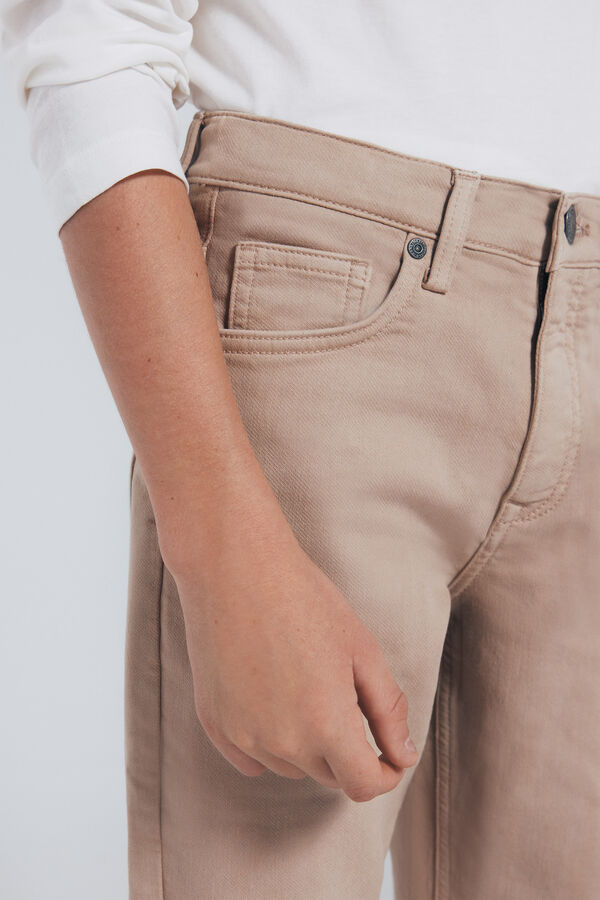 Springfield Kids Calça amarela slim fit de 5 bolsos para meninos bege