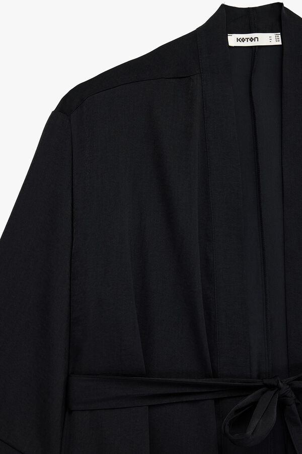 Koton Long sleeve wrap kimono black