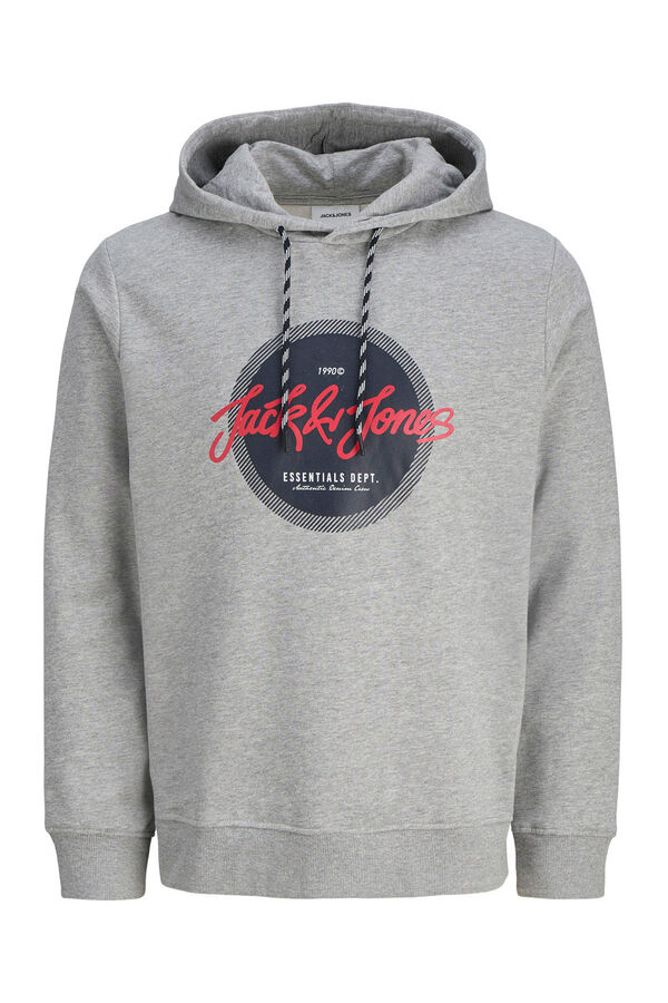Jack & Jones Sudadera logo con capucha gris