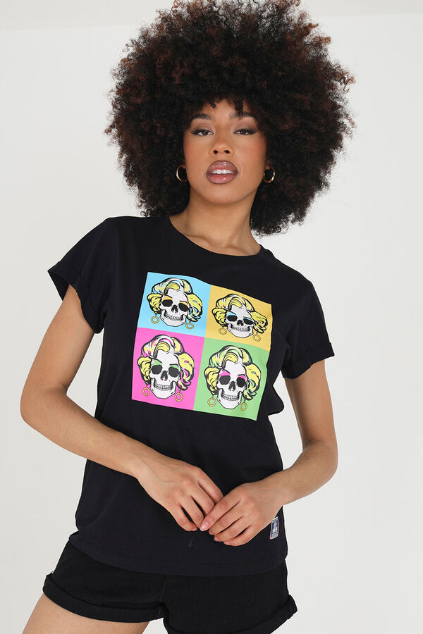 Springfield Printed T-shirt with short sleeves black