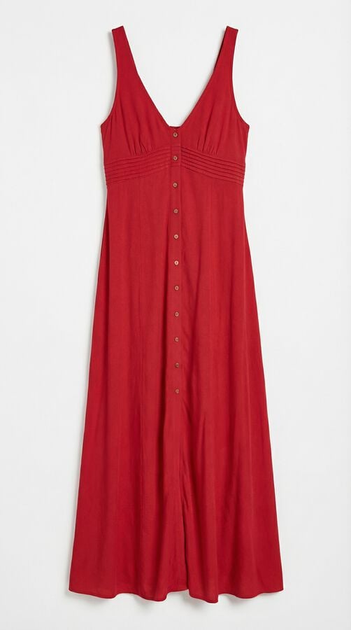 Springfield Robe midi &agrave; bretelles romantique rouge