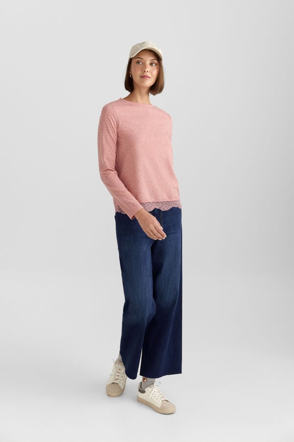 Springfield Lace long sleeve T-shirt pink