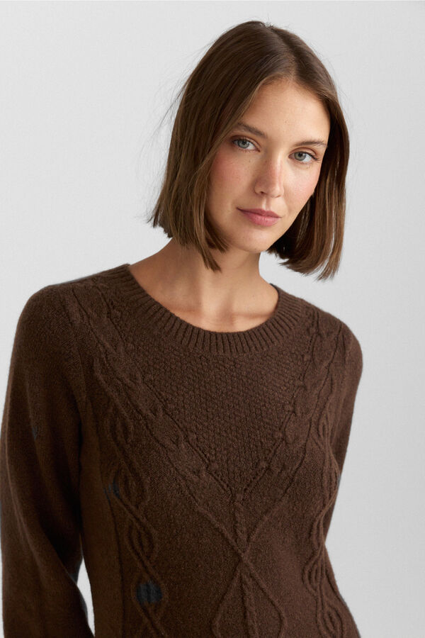 Springfield Braided midi dress brown