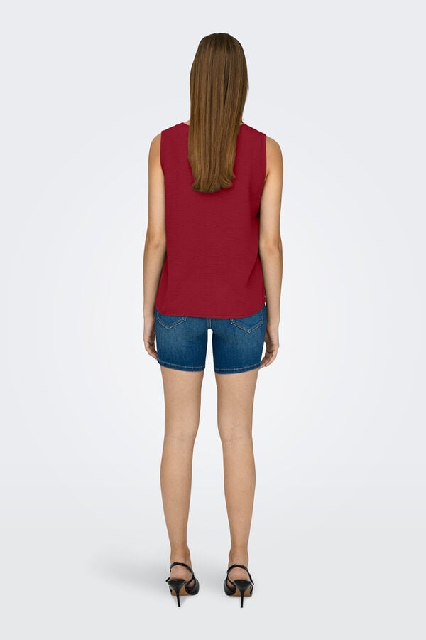 JDY Sleeveless front pleat blouse pink