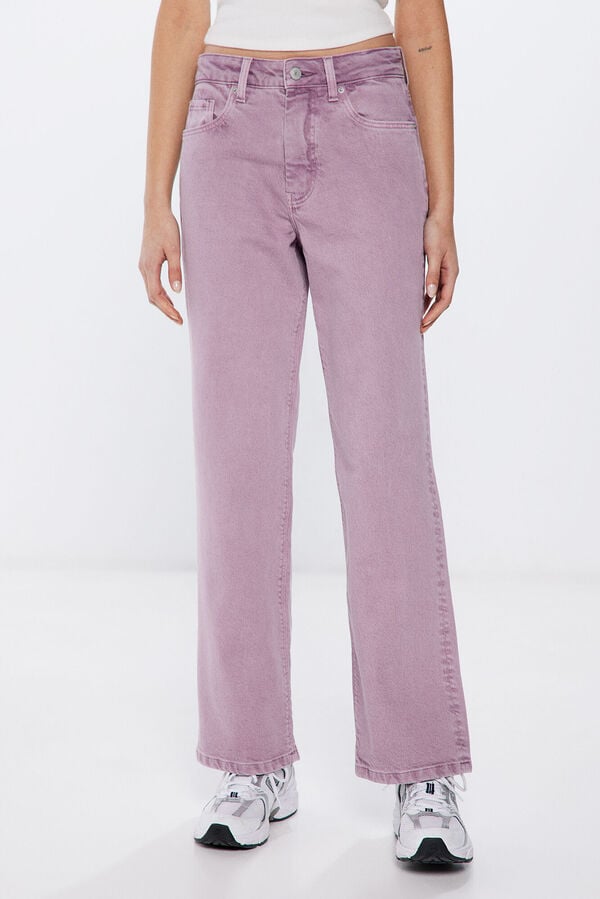 Springfield Straight wide-leg colour jeans lilac