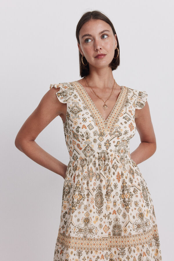 Springfield Border print midi dress brown