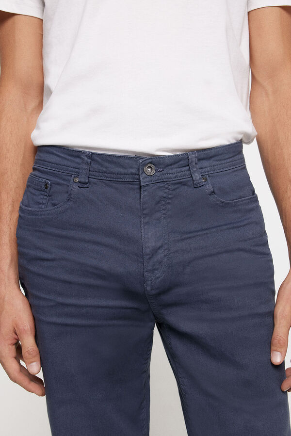 Springfield Pantalon 5 poches couleur regular délavé bleu acier