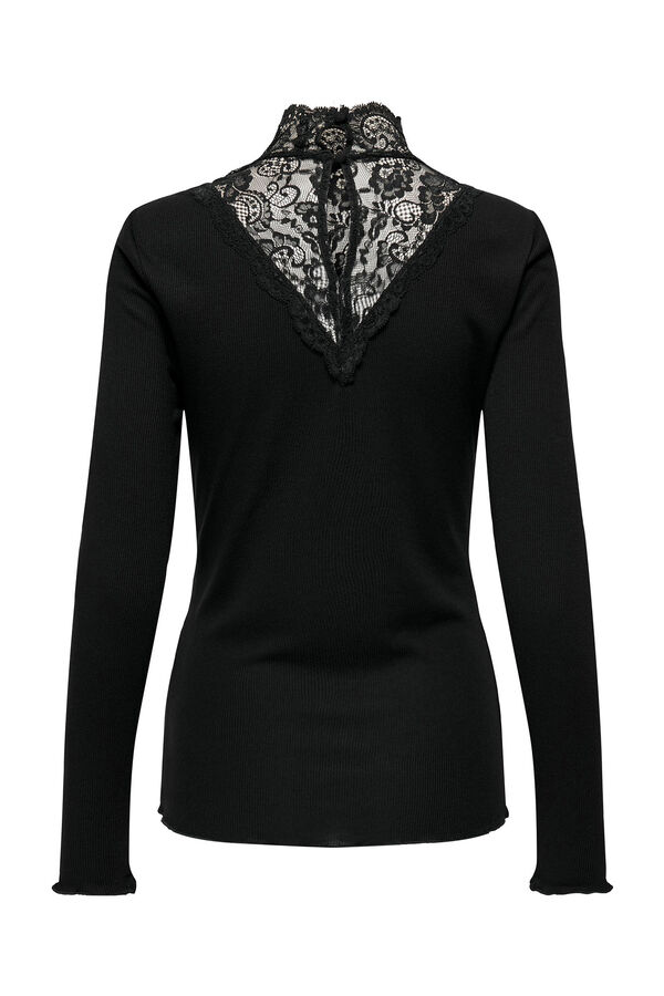 Springfield Jersey-knit top with lace black