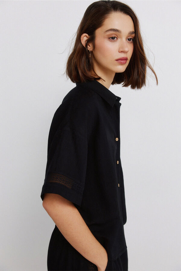 Springfield Lace short sleeve shirt black