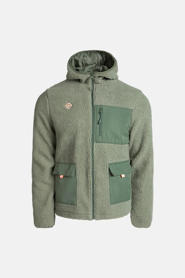 Izas Faux shearling hooded jacket beige
