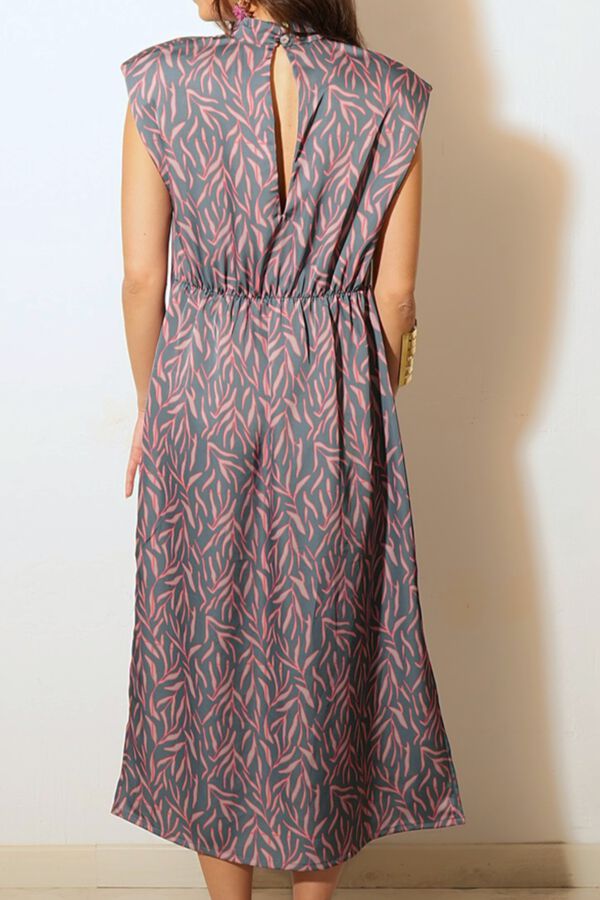 Cul Sac Midi dress with shoulder pads blue