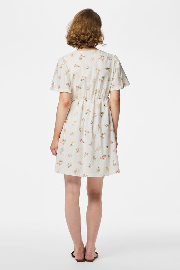 Pieces Printed short sleeve mini dress white