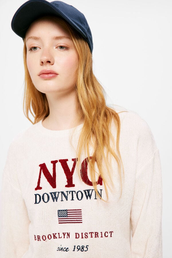 Springfield "NYC" chenille T-shirt brown