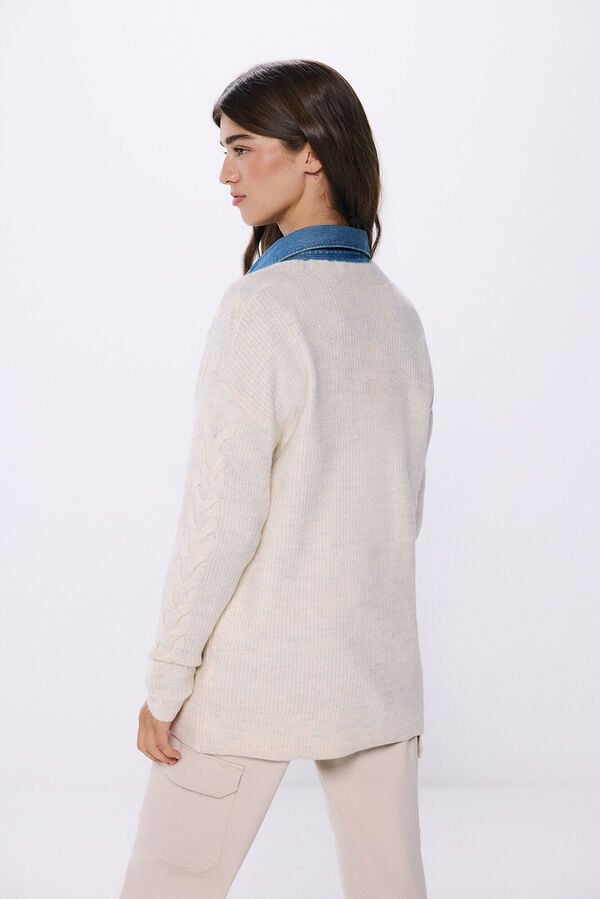 Springfield Cardigan cable knit marfil