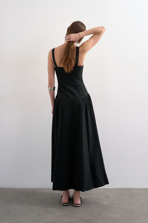 Topshop Long strap dress black