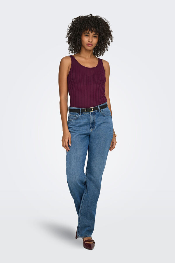 Only Sleeveless ribbed top red