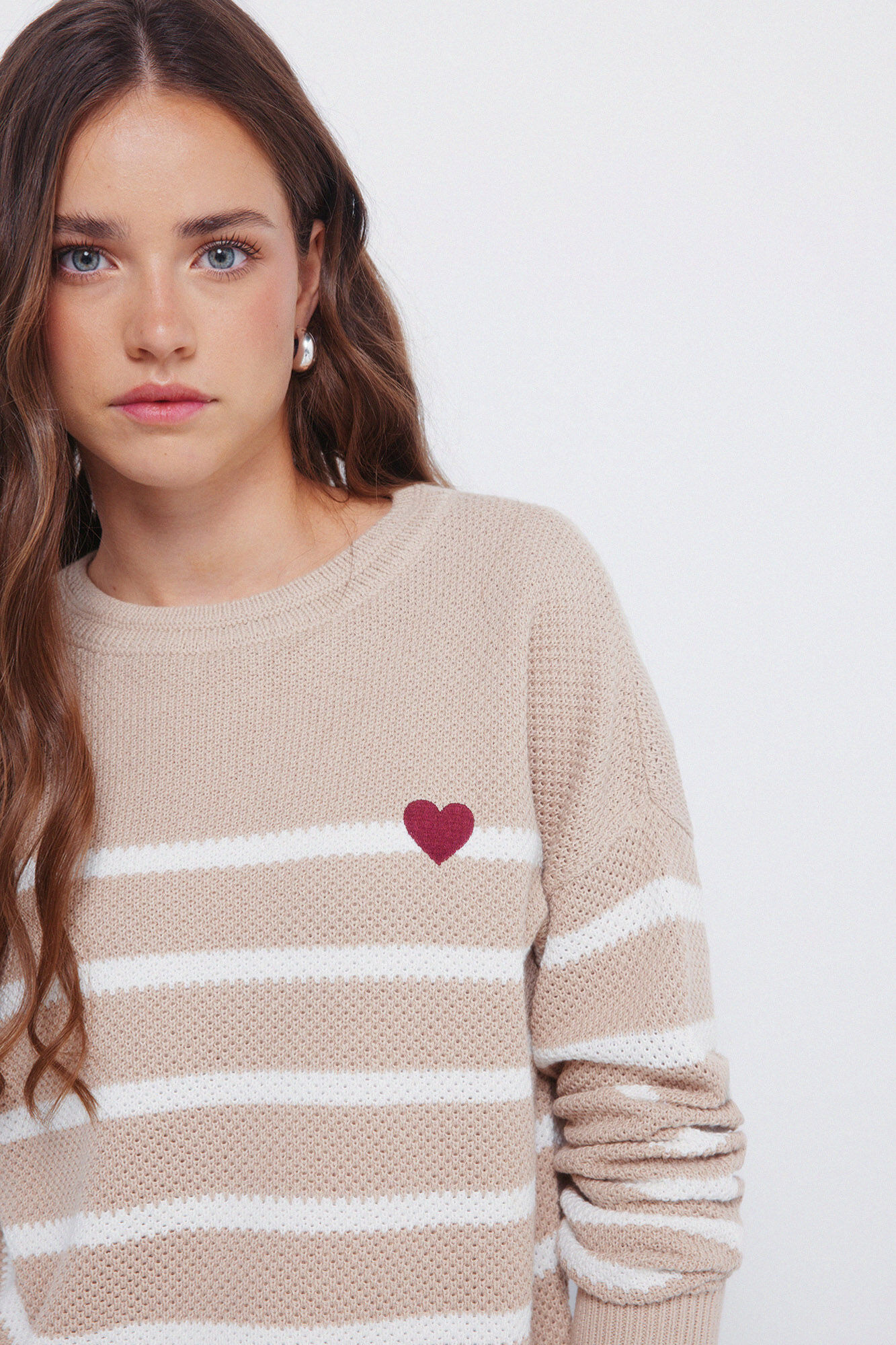 Springfield Heart-shaped striped cotton jumper