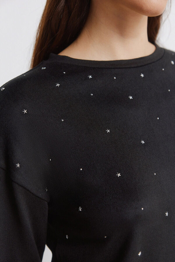 Springfield Front studded T-shirt black