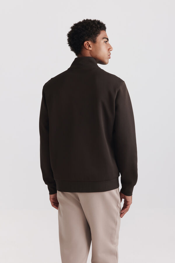 Springfield Technical look zip fastening sweatshirt brown