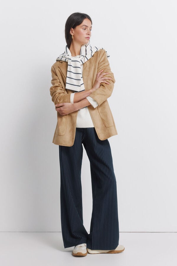 Springfield Faux suede blazer brown