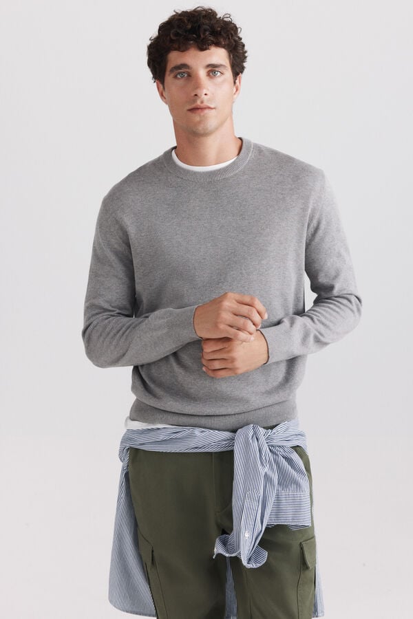 Springfield Basic round neck jumper grey