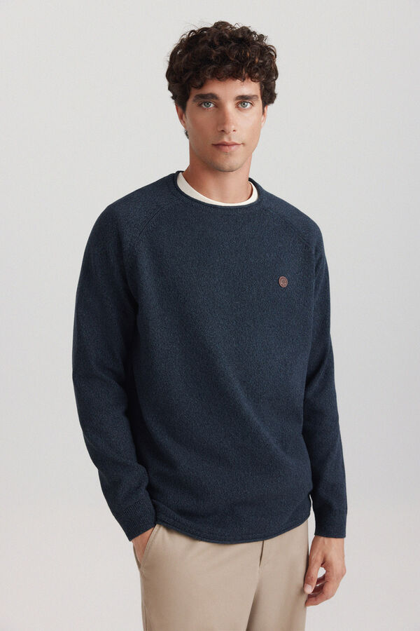 Springfield Plain twisted funnel neck jumper blue