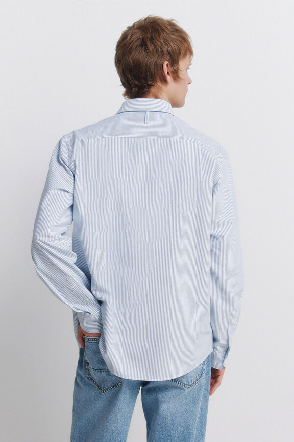 Springfield Striped oxford wrinkle free shirt blue