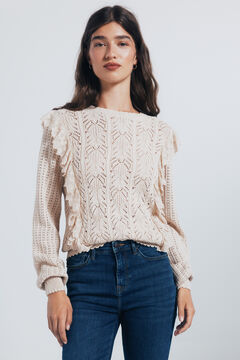 Springfield Romantic pointelle sweater brown