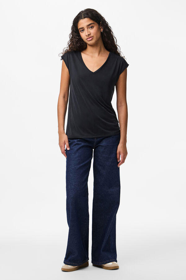 Pieces Fluid basic T-shirt black