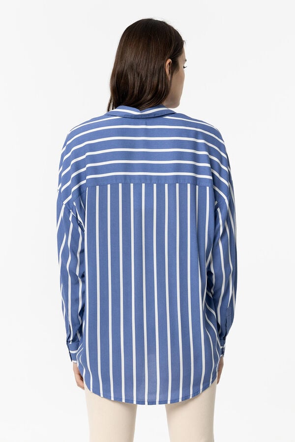 Springfield Striped oversize shirt steel blue
