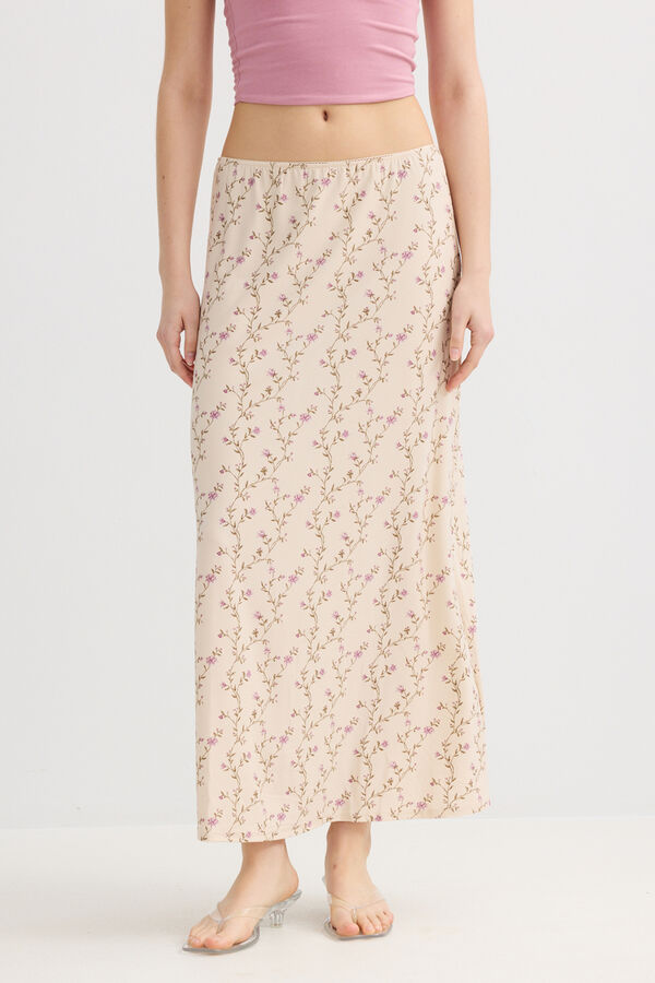 Inside Saia midi estampada bege