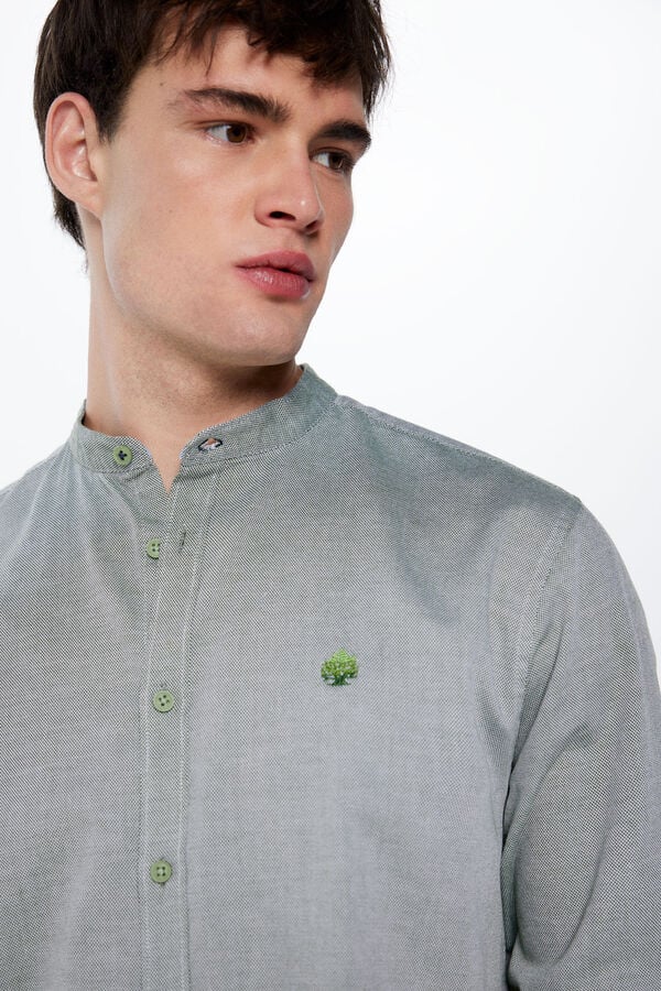 Springfield Textured shirt with Mandarin collar green water