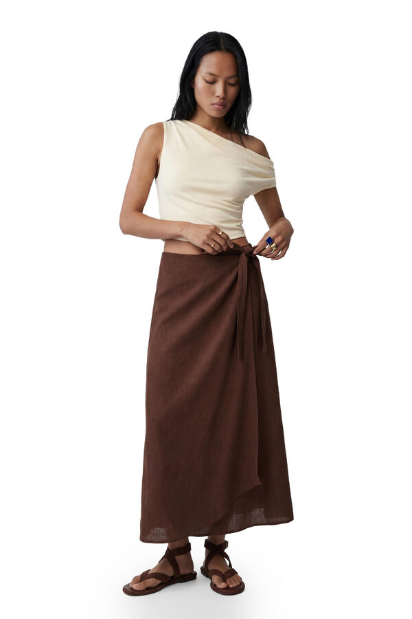 Koton Falda midi cruzada tostado