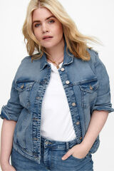 Only Carmakoma Chaqueta vaquera bolsillos talla grande azul