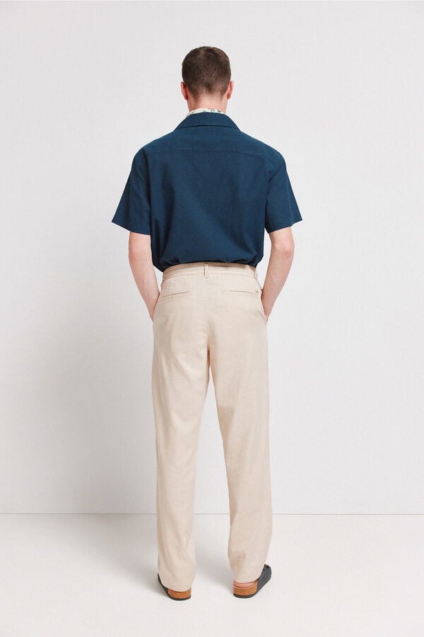 Springfield Dobby straight fit trousers nude