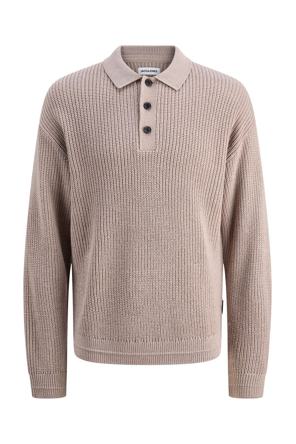 Jack & Jones Jersey-Knit polo shirt with button-down neck grey