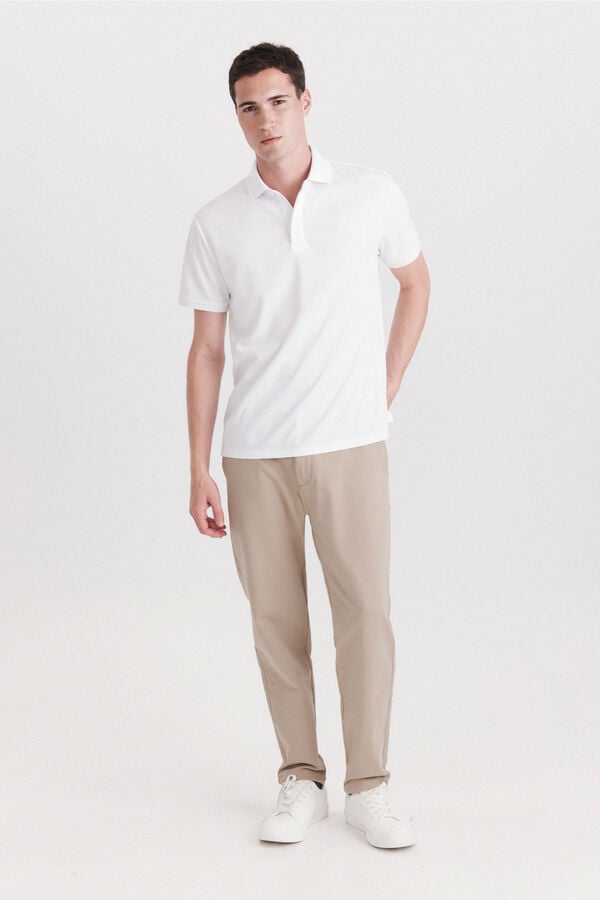 Springfield Technical fabric slim fit polo shirt white