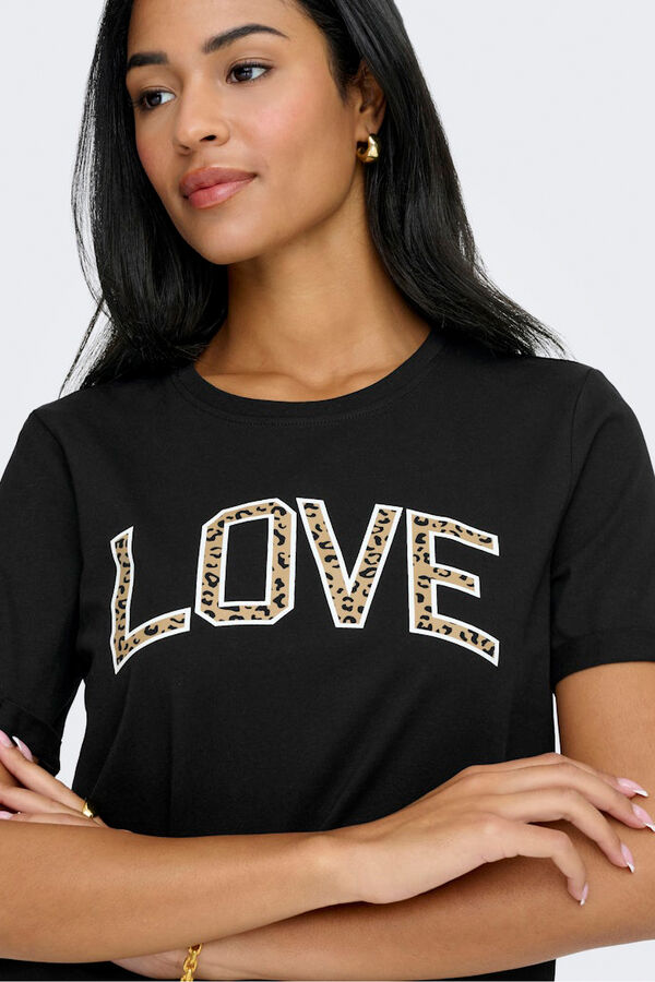 Only Camiseta texto frontal negro