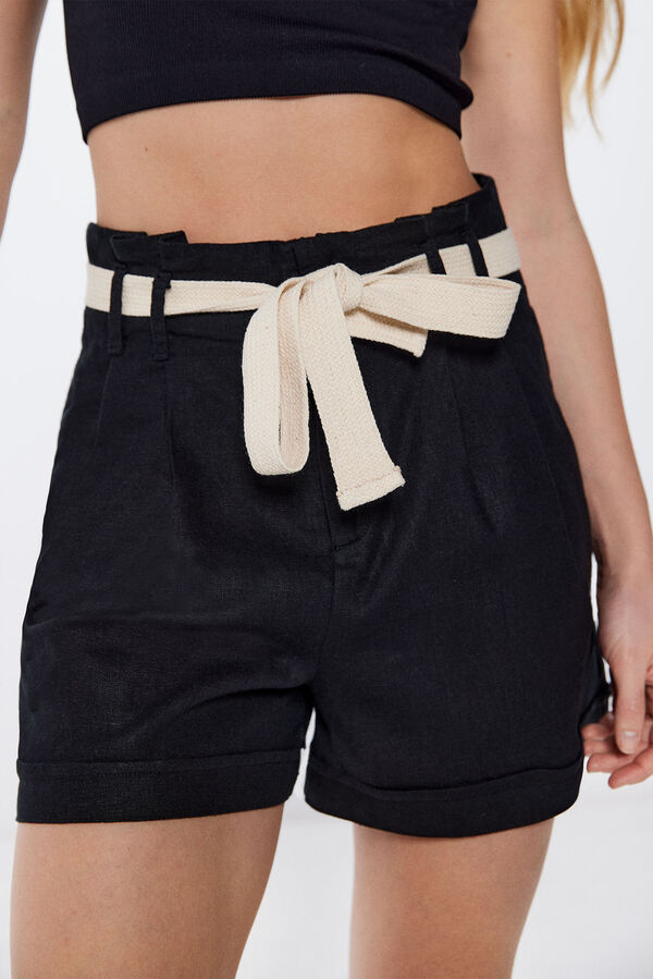 Springfield Linen belted shorts black