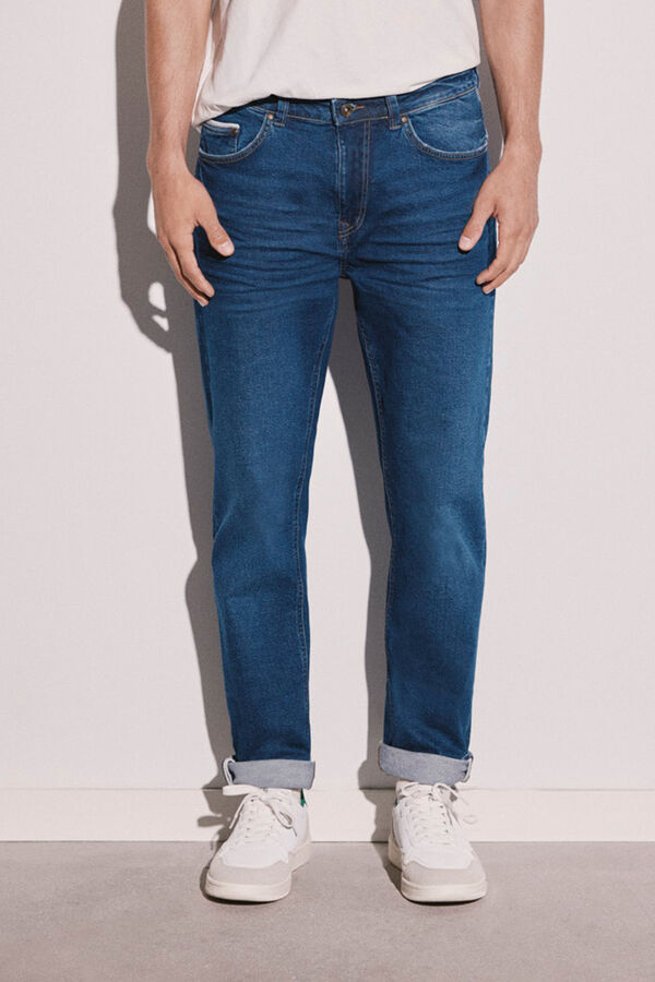 Springfield Regular Jeans Waschung dunkel blau