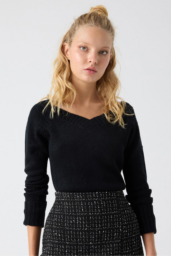 Inside Jersey Cuello Pico negro