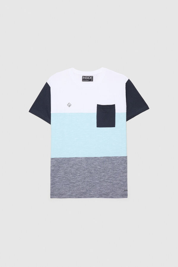 Springfield Color Block Texture T-shirt bela